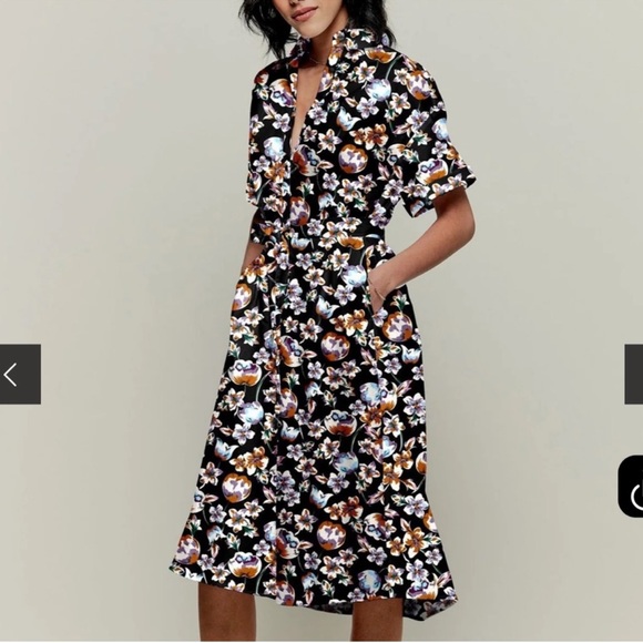 Tucker Dresses & Skirts - TUCKER NYC Sarah Shirtdress in Black Georgia Blossoms in Black M
